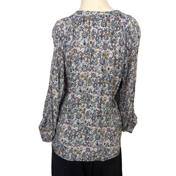 Roan‎ + Ryan 3/4" balloon sleeve V neck floral print pull over blouse size S - Picture 2 of 12